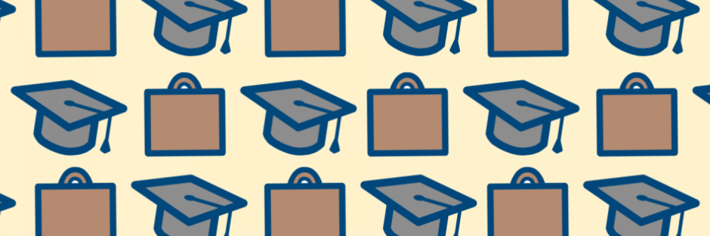 pattern of briefcase and graduation cap cliparts