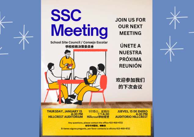 SSC - School Site Council Meeting Thursday January 15th 4:30pm