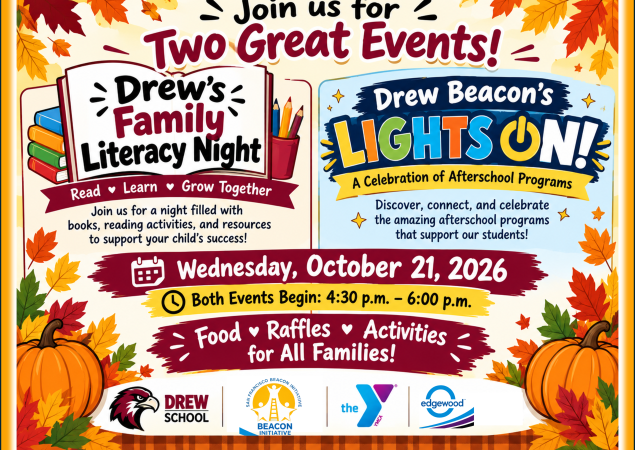 Family Literacy Night on Wednesday, October 21 4:30-6pm Read, learn, food, resources, activities