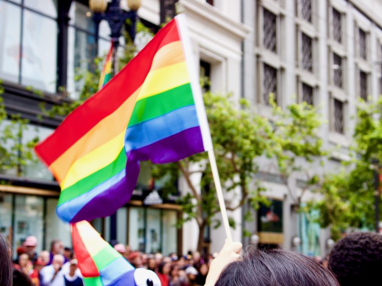 LGBTQ Pride flag at 2017 SF Pride Parade