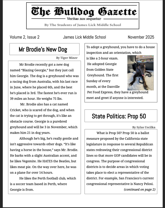 page 1 Bulldog Gazette