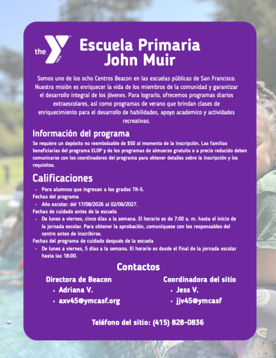 flyer for YMCA after-school program