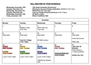 Fall Semester Finals Schedule