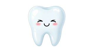 cartoon tooth with a smiley face