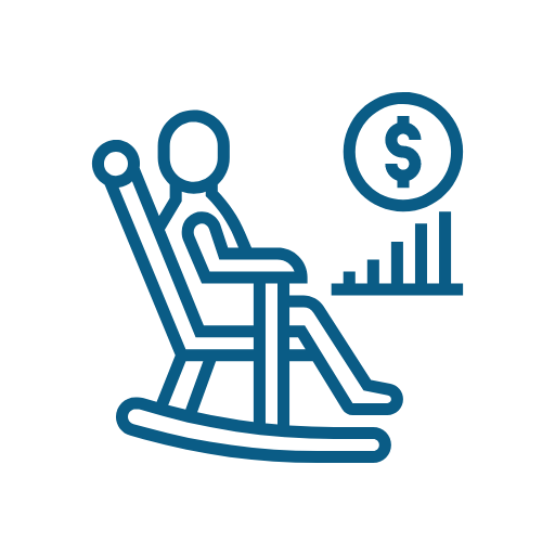 Icon of person in rocking chair thinking about money