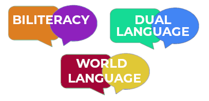 3 language programs - biliteracy, dual language and world language