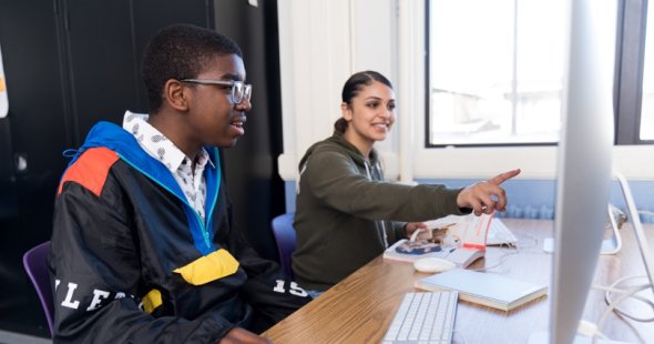 Balboa HS students work together on computer