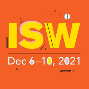 Red square with the letters ISW in yellow and the date Dec 6-10, 2021 in white below