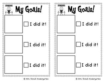 Document with blank squares to record goals and note completion