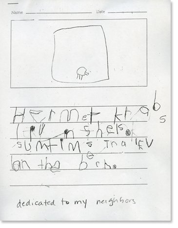 Kindergarten writing sample about hermit crabs