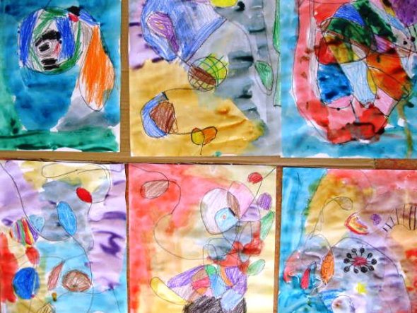 A collection of abstract watercolor paintings