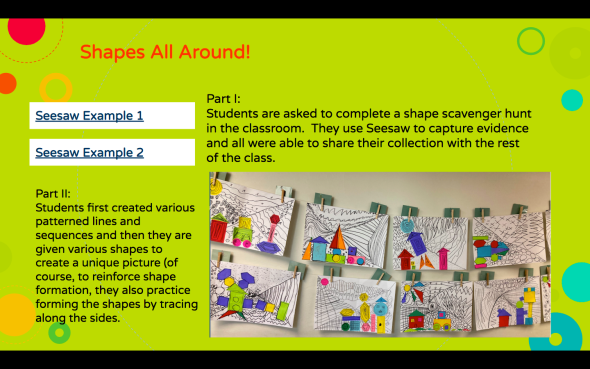 students work samples of shapes in the everyday world