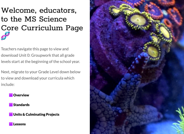 MS Science Core Curriculum Page picture