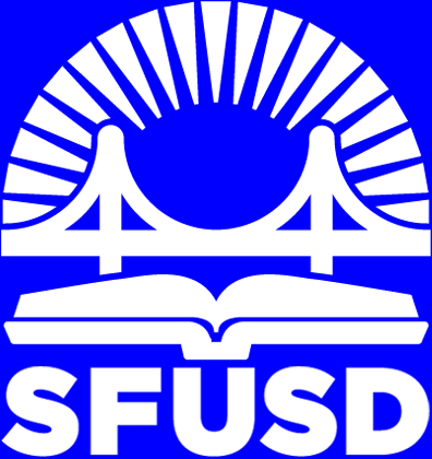 White SFUSD Logo Blue Background