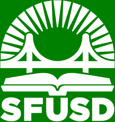 White SFUSD Logo Green Background