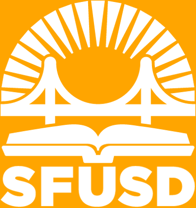White SFUSD Logo Orange Background
