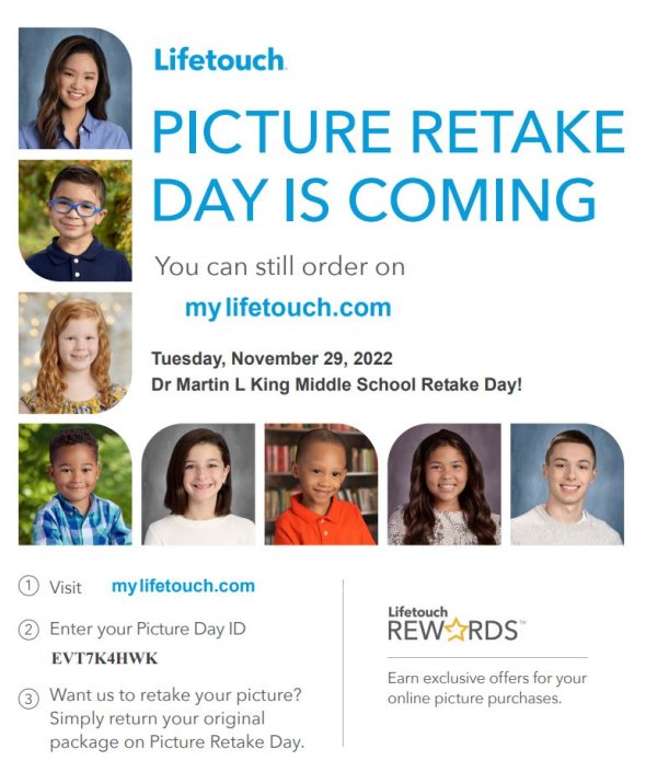 MLK MS Picture Day Make Up English Flyer