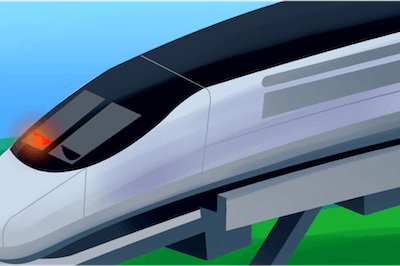 Drawing of the lead car of a bullet train