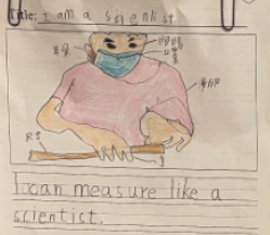 Illustration of student with the text "I can measure like a scientist".