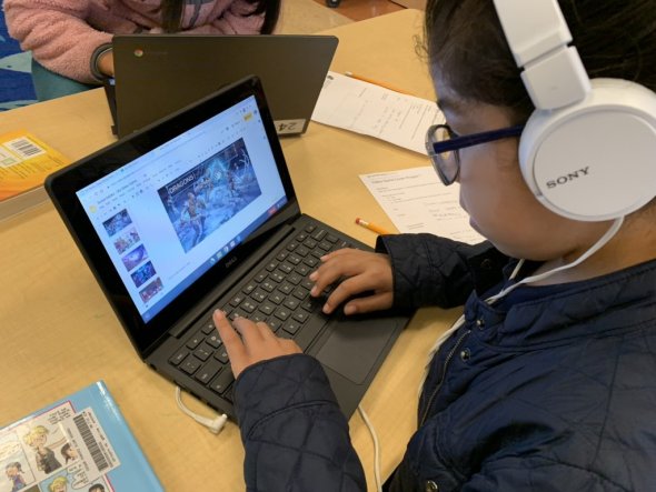 Student using a Chromebook