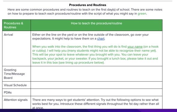 procedures and routines