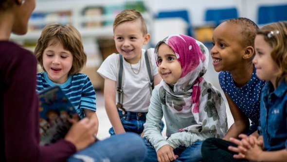 children listening to a book