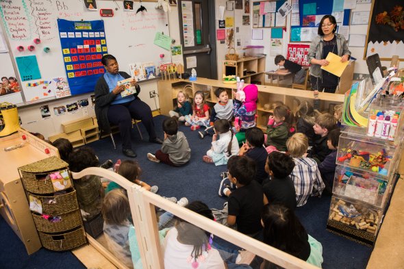 children engaging in circle time