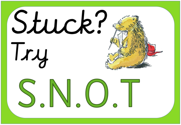 Text: Stuck? Try S.N.O.T.