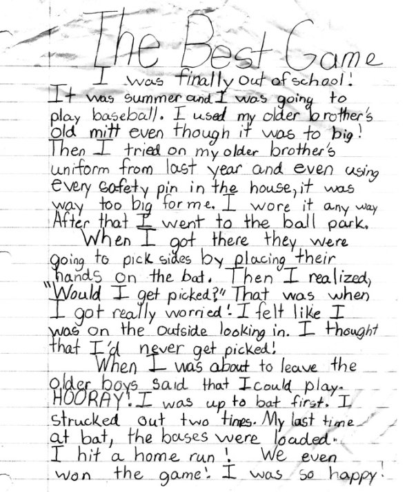 Example of 3rd Grade writing