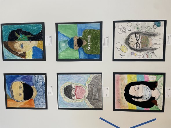 Six examples of fourth-grade student self portraits