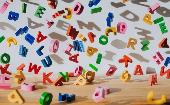 colorful alphabet letters falling 