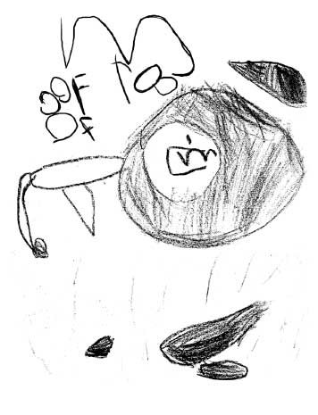 sample of preschooler's writing and drawing