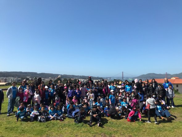 whole school group picture with GG Bridge in background