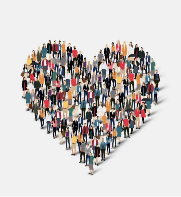 a heart shape made of multiple individuals