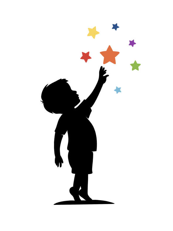 School logo of a child reaching out to stars