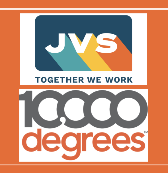 Logos for JVS and 10,000 Degrees