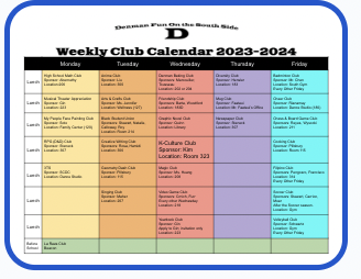 Weekly Club Calendar