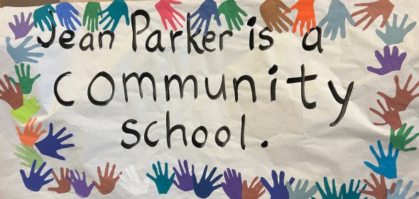 Sign showing Jean Parker is a Community School
