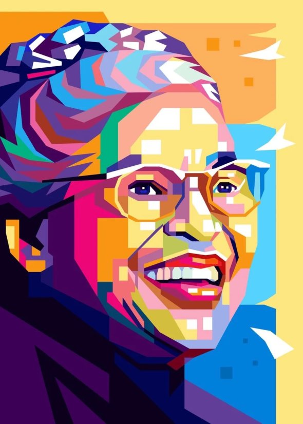 Rosa Parks picture in color block style
