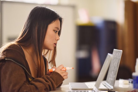 student on computer 
