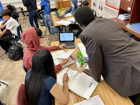Aptos principal with students