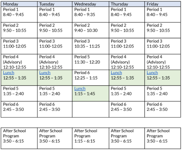 Bell Schedule