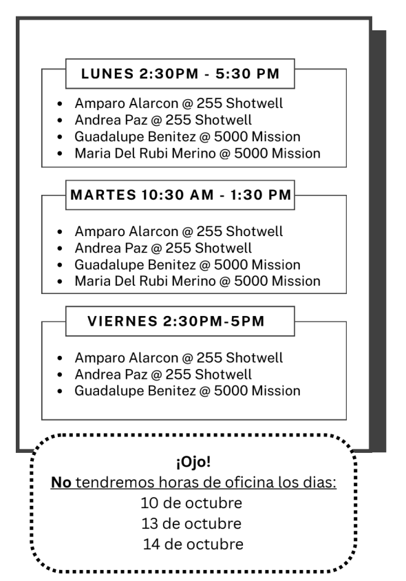 PODER office Hours, for help call (415) 431 - 4210