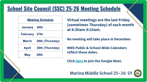 Google Slide with MMS SSC dates and information