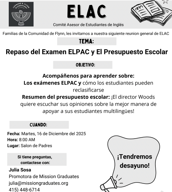ELAC flyer - 12/16, 8:00am