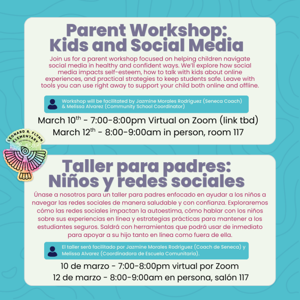 Parent workshop: Kids & Social Media - AlvarezM4@sfusd.edu for more info