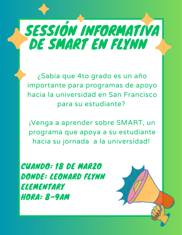 Smart program info session - 3/18, 8:00am in family room 