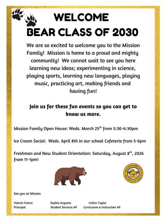 Welcome Bear Class of 2030