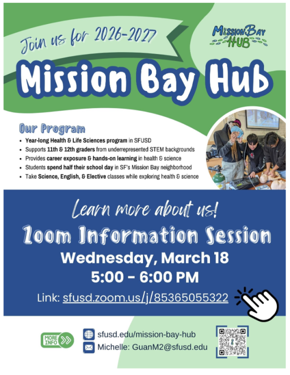 Mission Bay Hub Zoom Session flyer
