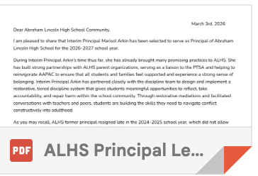 Image of ALHS Announcement
